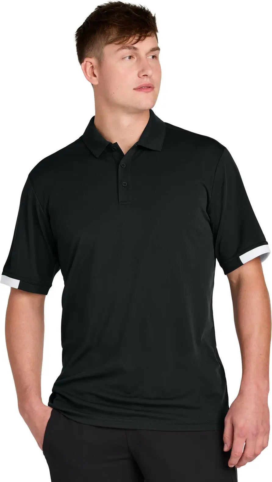 Sport-tek St444 Club Colorblock Polo - Black White