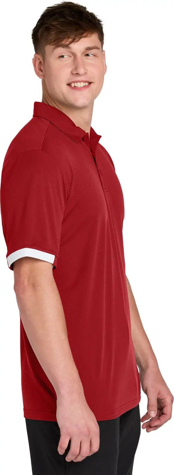 Sport-tek St444 Club Colorblock Polo - Deep Red White