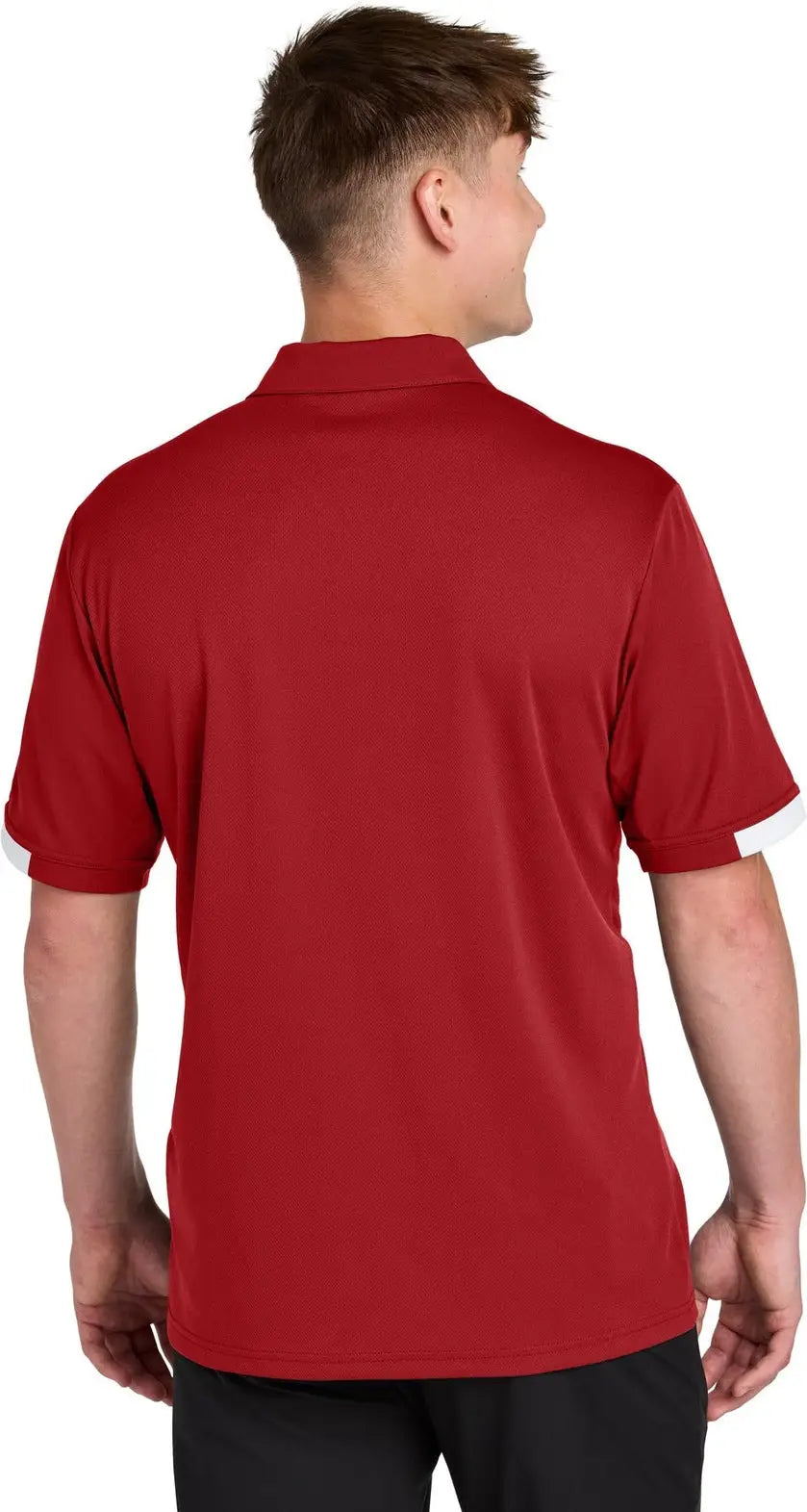 Sport-tek St444 Club Colorblock Polo - Deep Red White