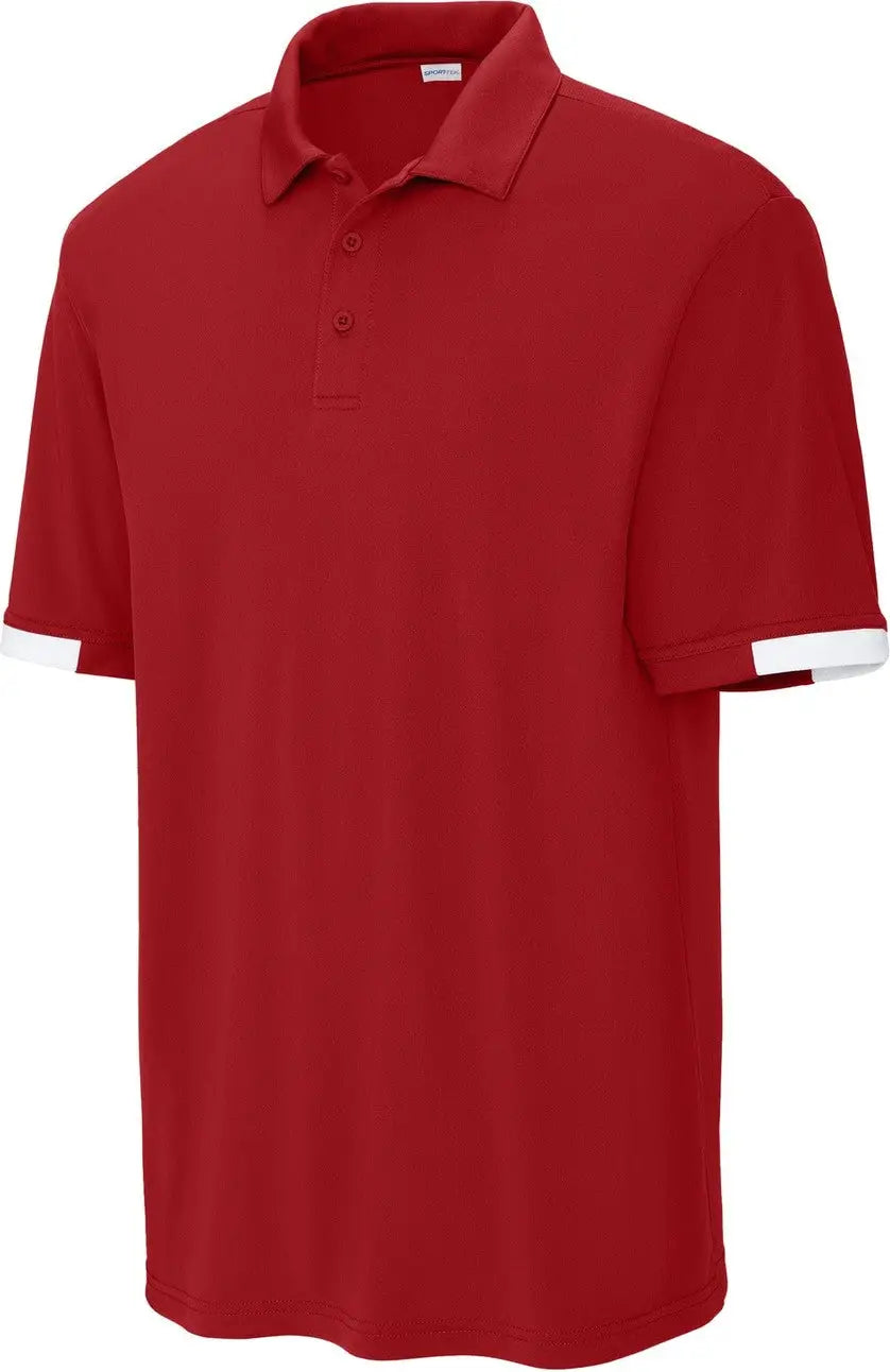 Sport-tek St444 Club Colorblock Polo - Deep Red White
