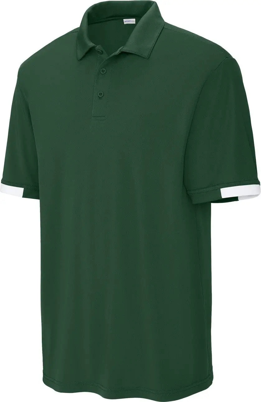 Sport-tek St444 Club Colorblock Polo - Forest Green White