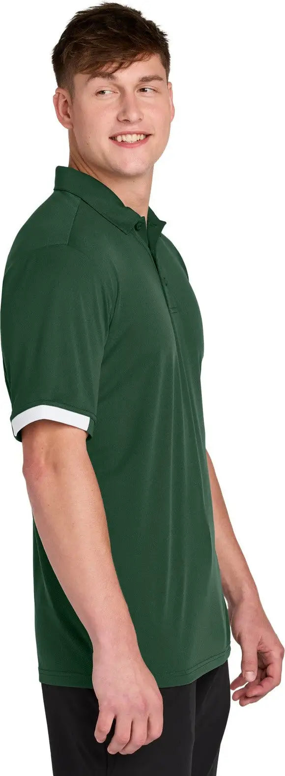 Sport-tek St444 Club Colorblock Polo - Forest Green White