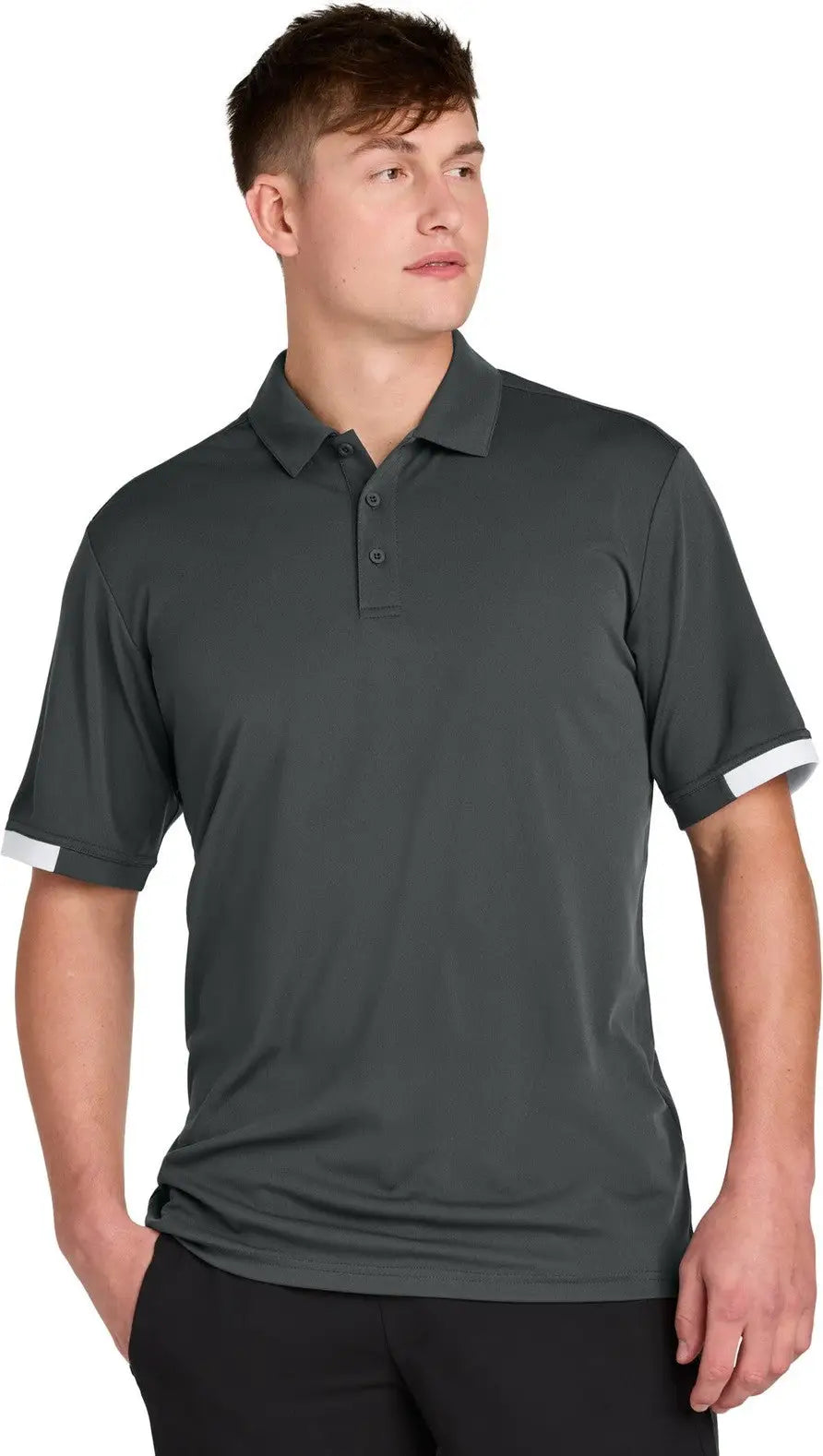 Sport-tek St444 Club Colorblock Polo - Iron Gray White - Gray/ / Adult Xs