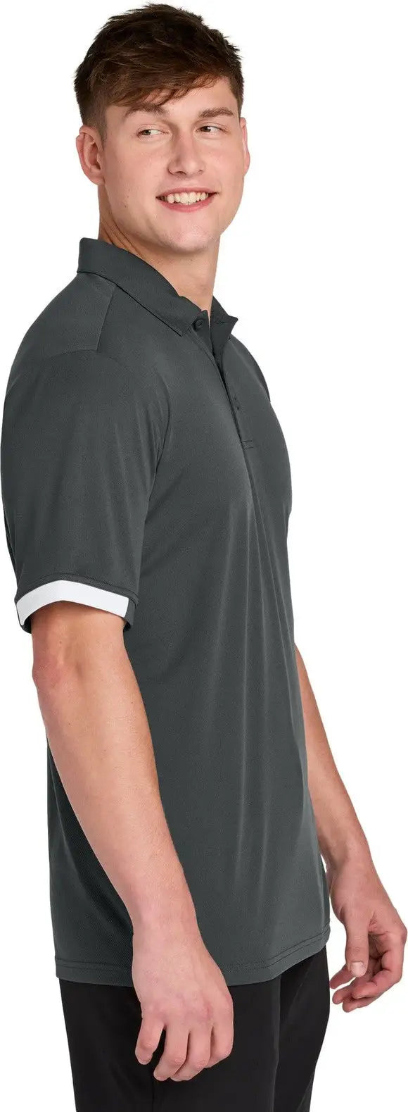 Sport-tek St444 Club Colorblock Polo - Iron Gray White