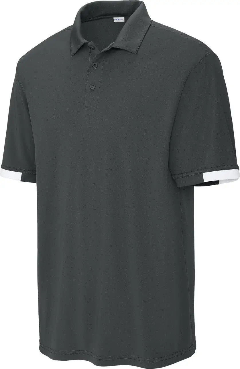Sport-tek St444 Club Colorblock Polo - Iron Gray White