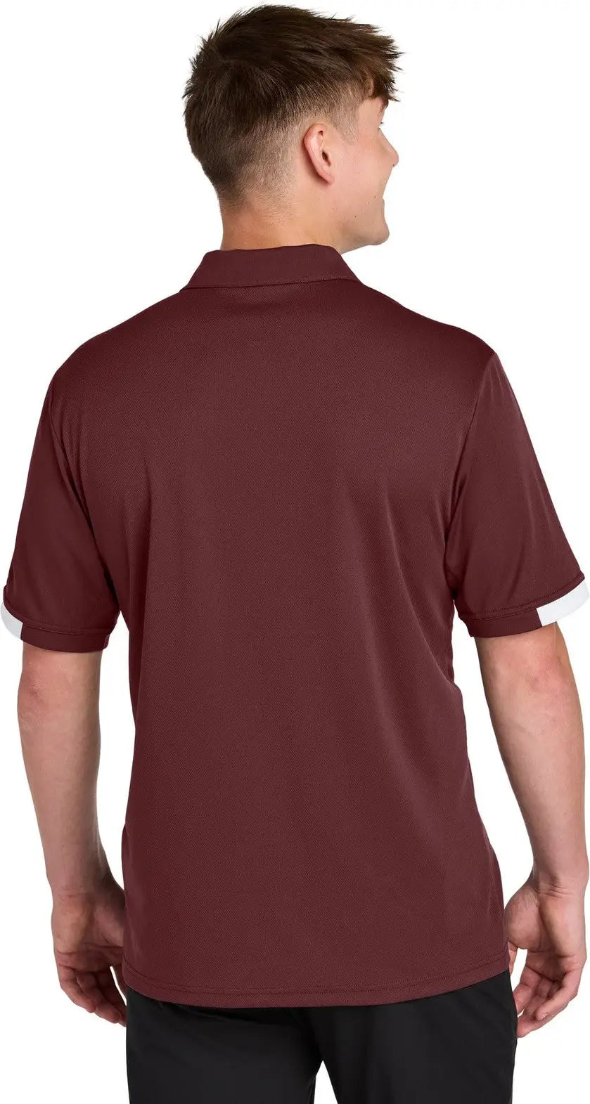 Sport-tek St444 Club Colorblock Polo - Maroon White