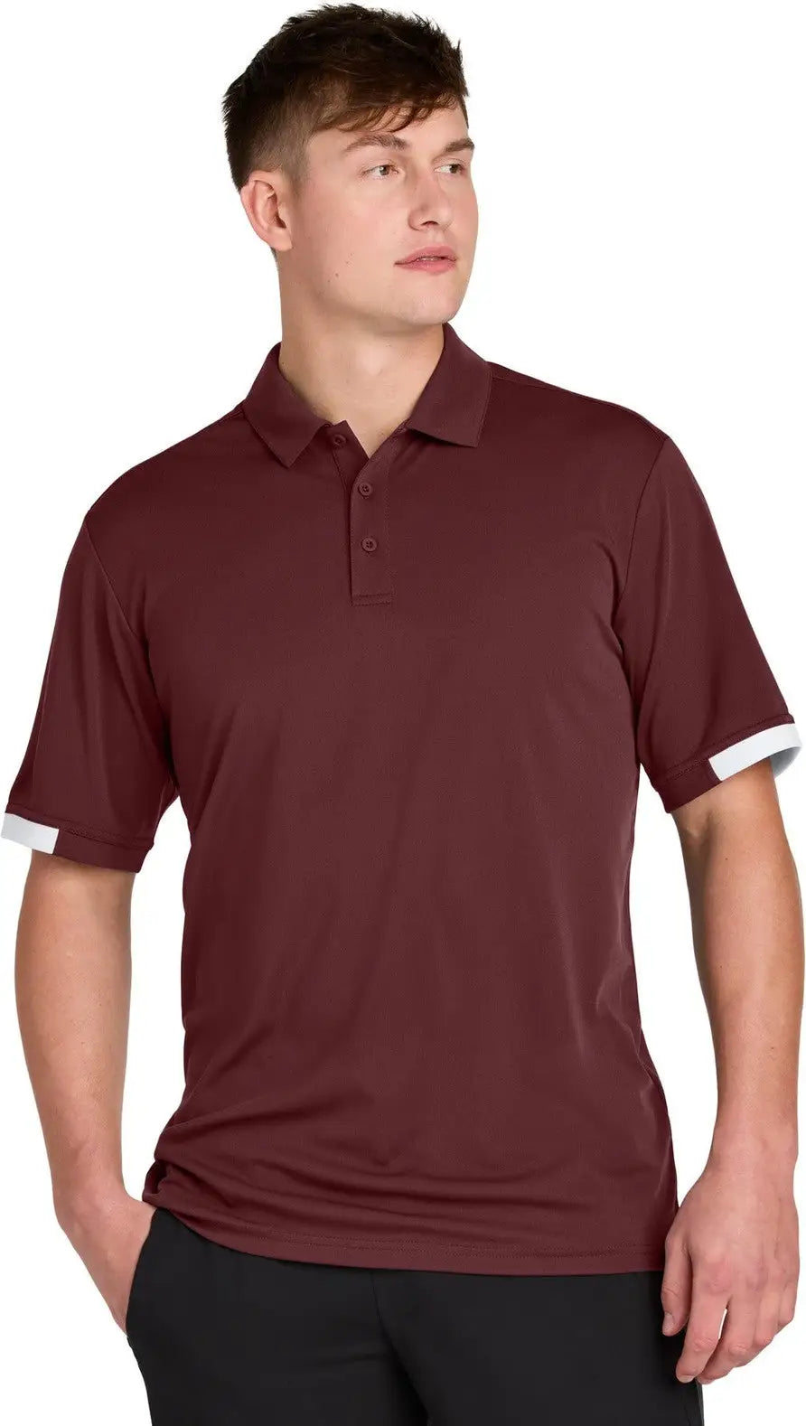 Sport-tek St444 Club Colorblock Polo - Maroon White