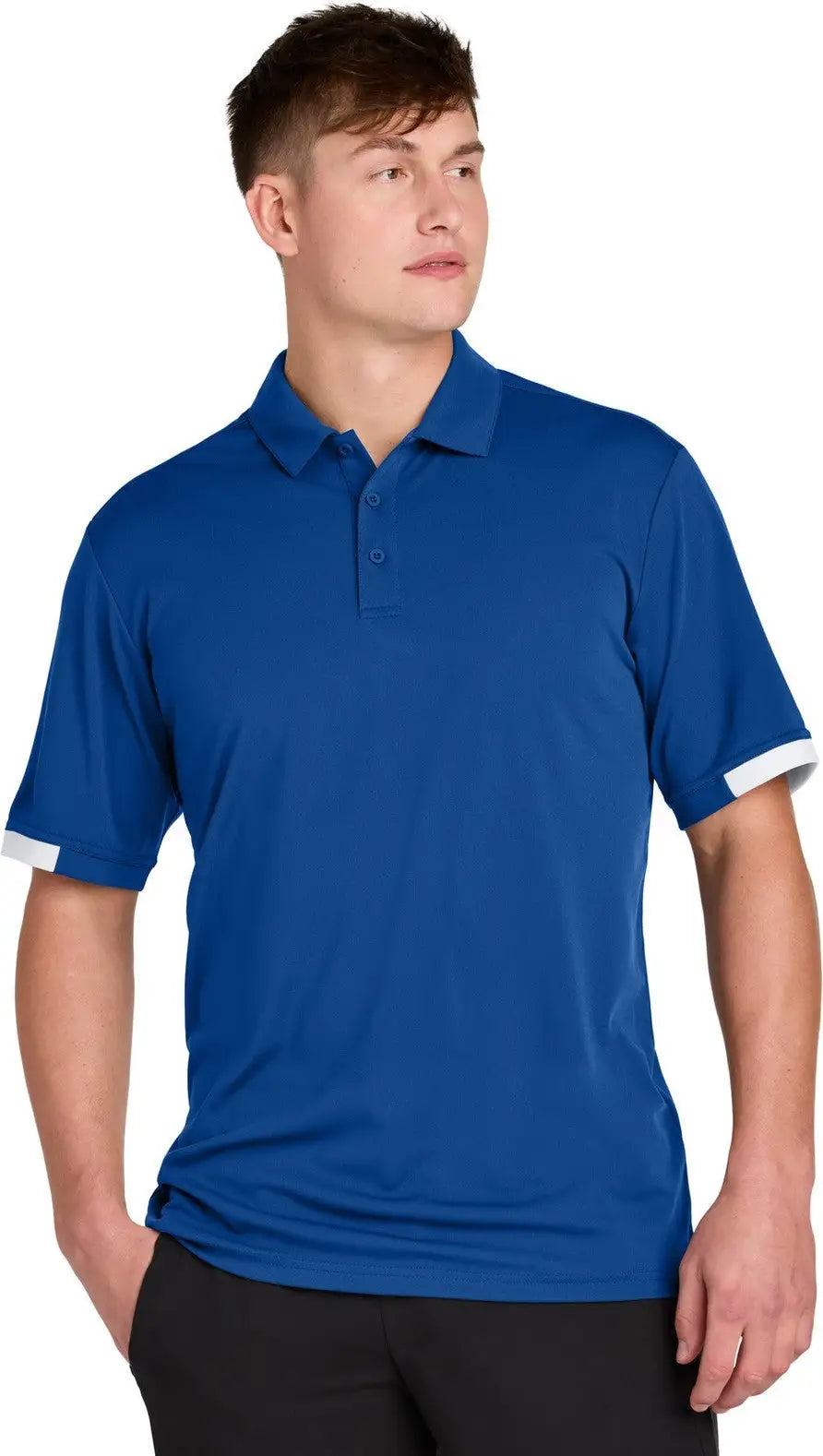 Sport-tek St444 Club Colorblock Polo - True Royal White - Royal/ / Adult Xs