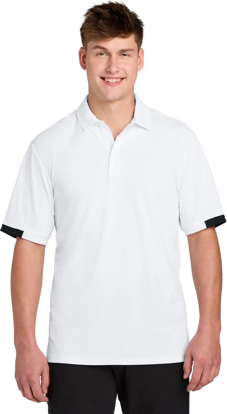 Sport-tek St444 Club Colorblock Polo - White Black