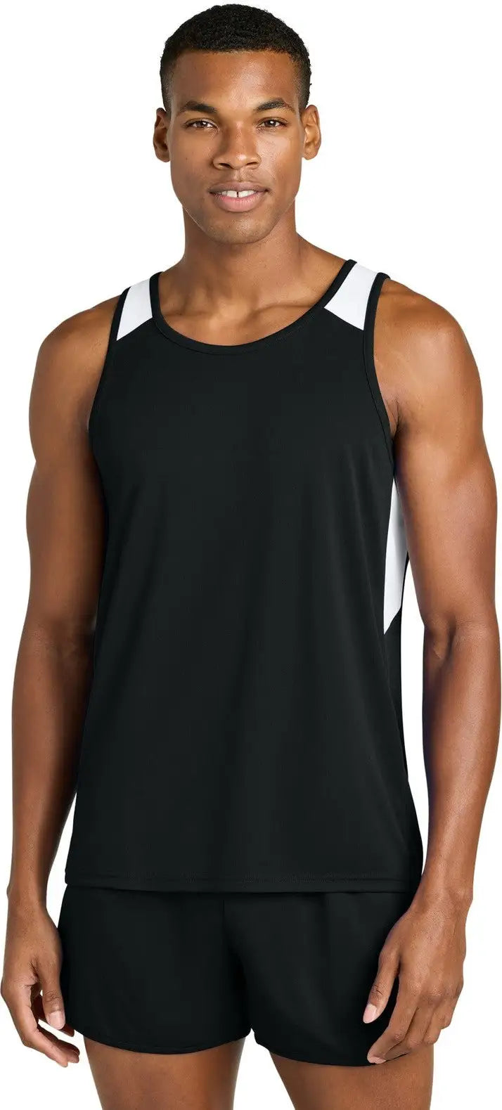Sport-tek St446 Club Track Tank - Black White - Black/ / Adult Xs