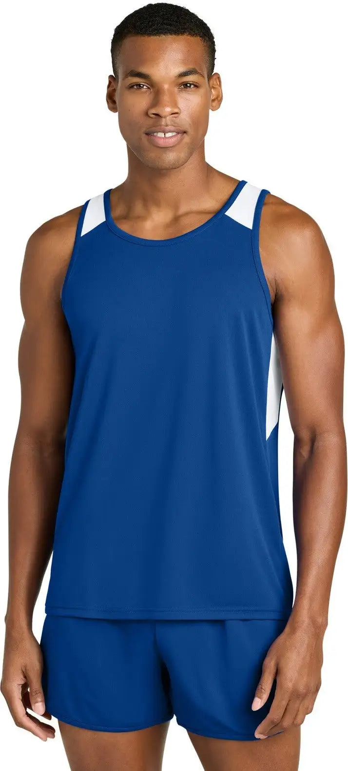 Sport-tek St446 Club Track Tank - True Royal White - Royal/ / Adult Xs