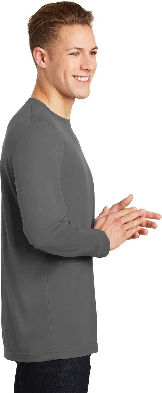 Sport-tek St450ls Long Sleeve Posicharge Competitor Cotton Touch Tee - Dark Smoke Gray