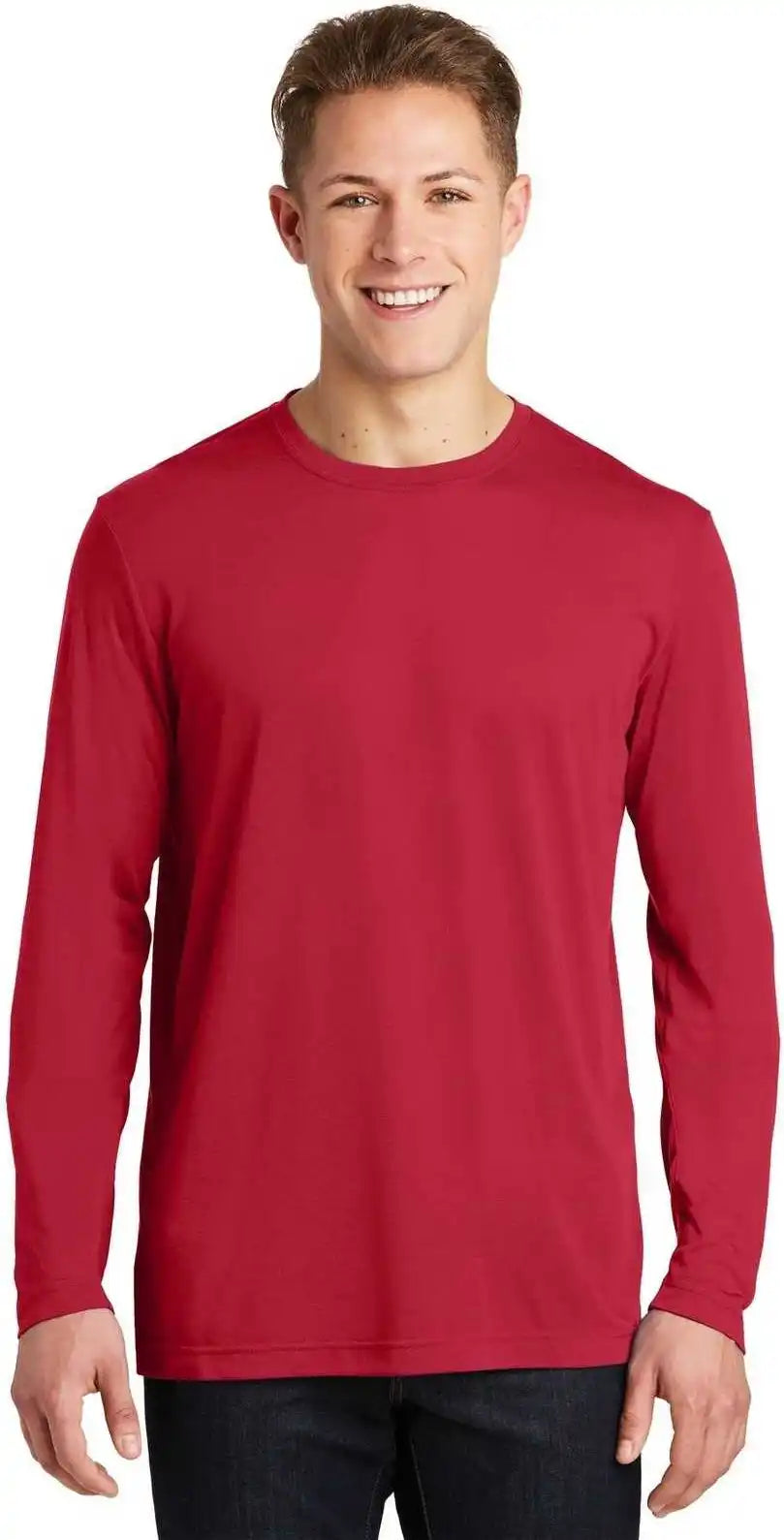 Sport Tek St450ls Long Sleeve Posicharge Competitor Cotton Touch Tee Deep Red
