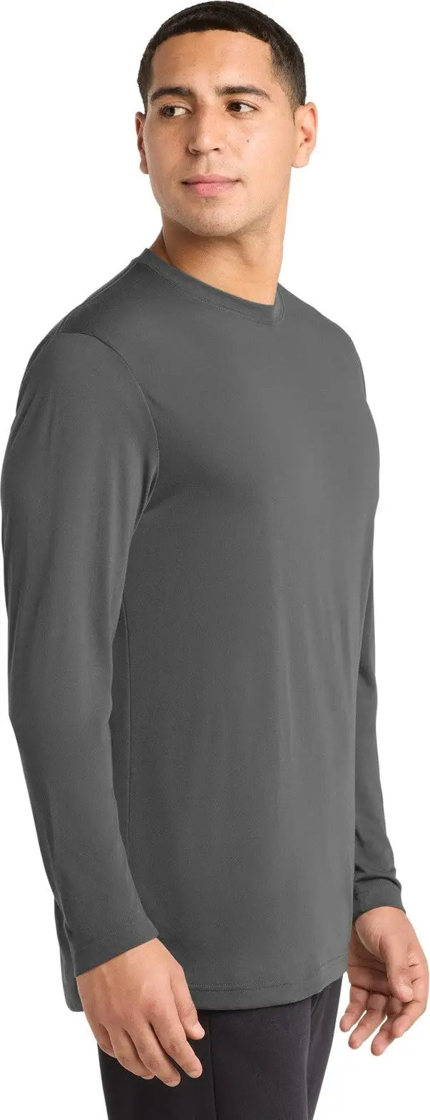 Sport-tek St450ls Long Sleeve Posicharge Competitor Cotton Touch Tee - Dark Smoke Gray