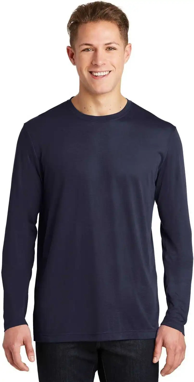 Sport Tek St450ls Long Sleeve Posicharge Competitor Cotton Touch Tee True Navy