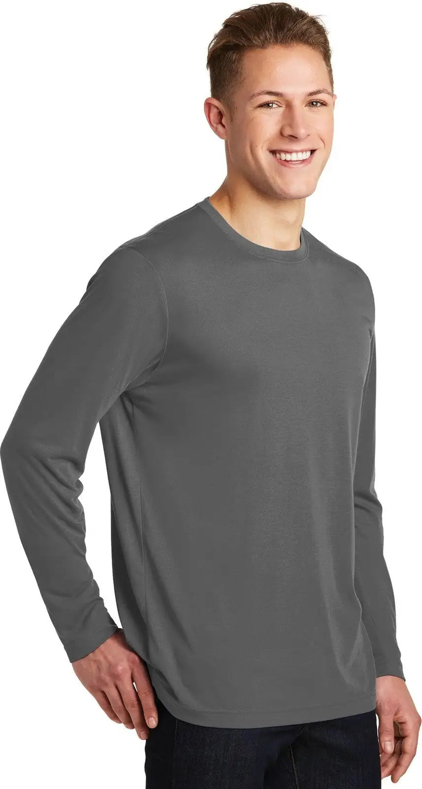 Sport-tek St450ls Long Sleeve Posicharge Competitor Cotton Touch Tee - Dark Smoke Gray