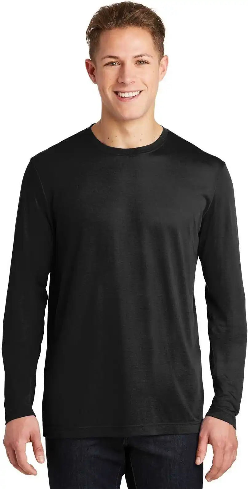 Sport Tek St450ls Long Sleeve Posicharge Competitor Cotton Touch Tee Black