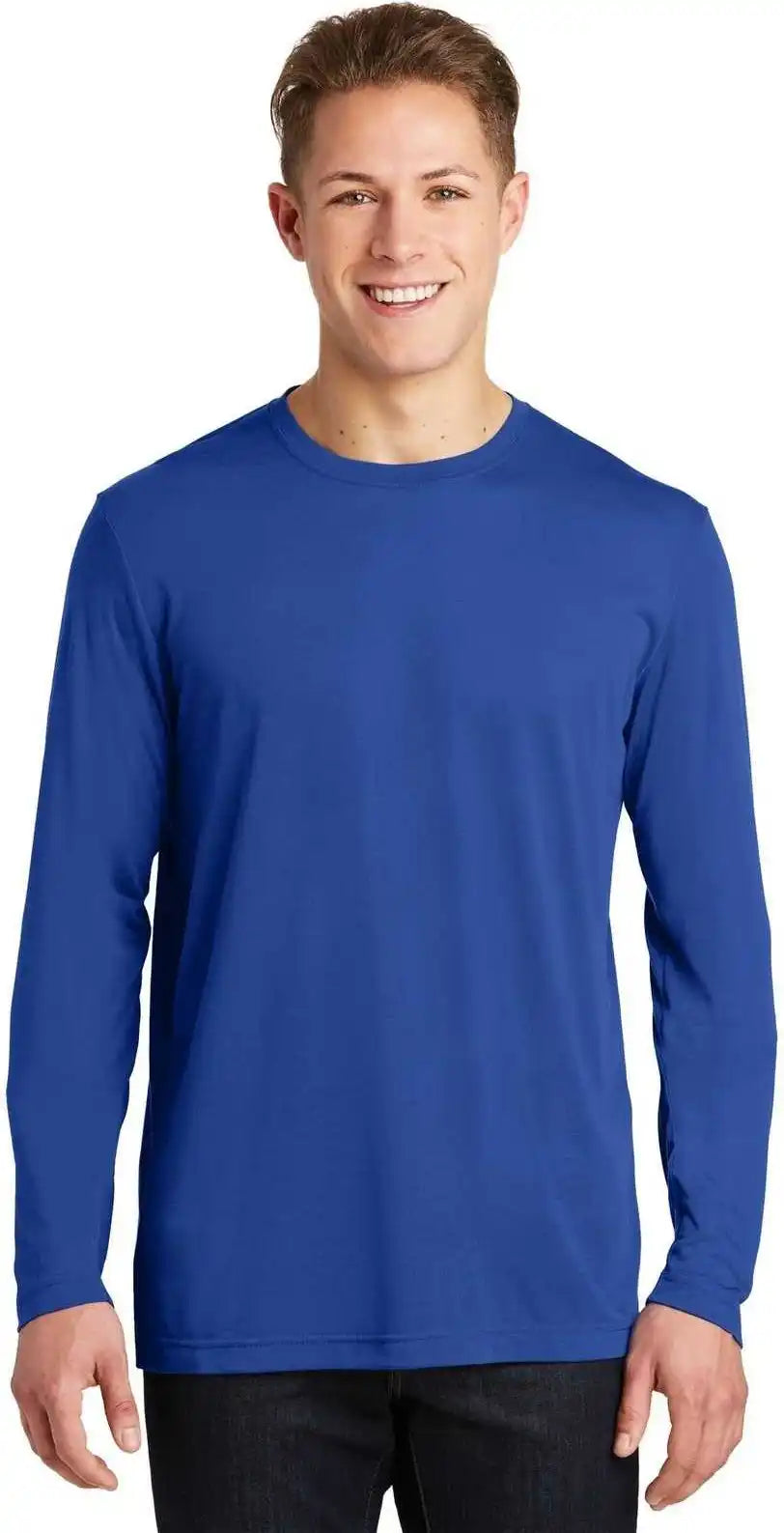 Sport Tek St450ls Long Sleeve Posicharge Competitor Cotton Touch Tee True Royal