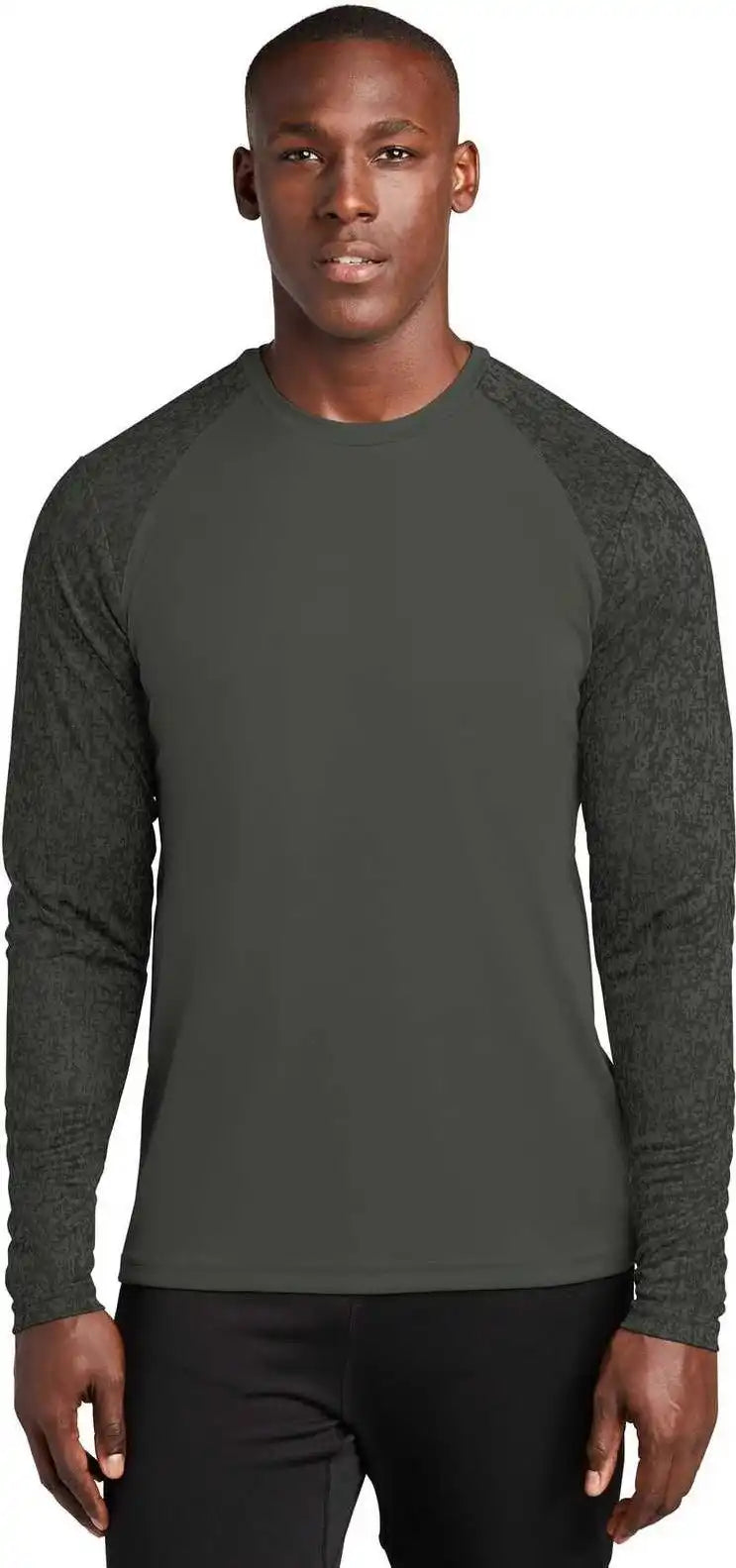 Sport Tek St460ls Long Sleeve Digi Camo Tee Black