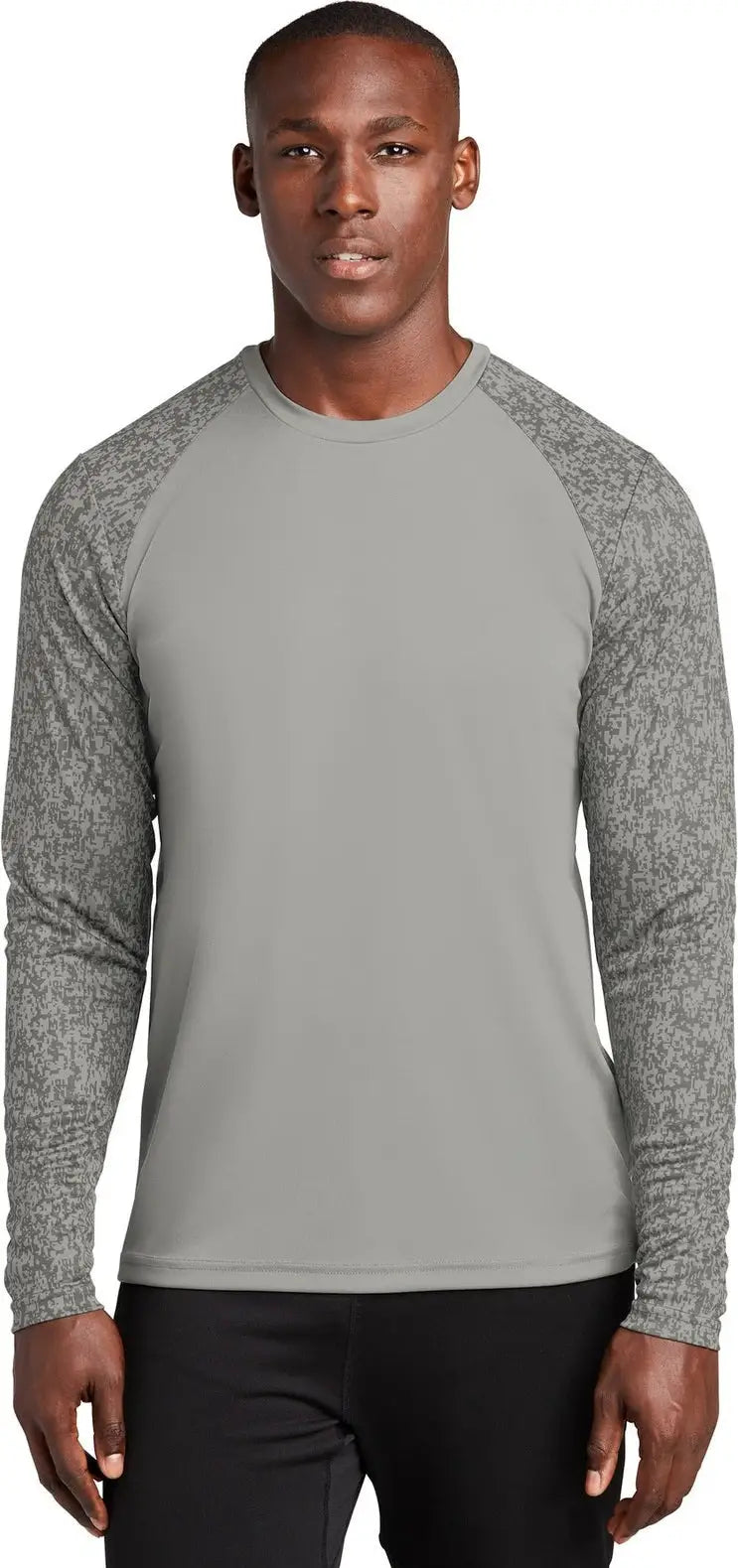 Sport-tek St460ls Long Sleeve Digi Camo Tee - Gray Concrete - Adult Xs