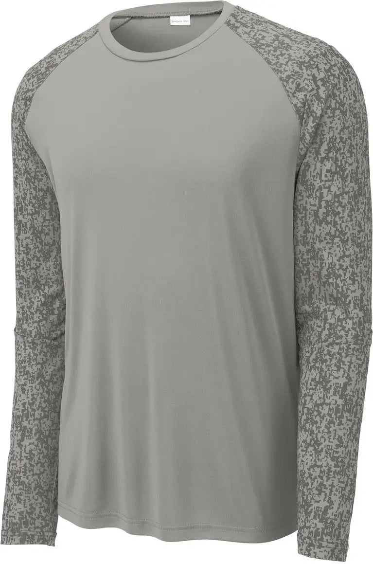 Sport-tek St460ls Long Sleeve Digi Camo Tee - Gray Concrete