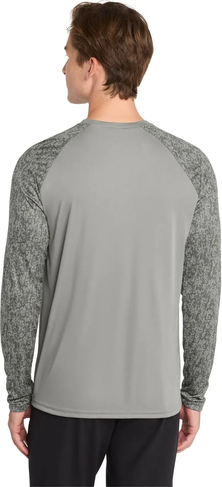 Sport-tek St460ls Long Sleeve Digi Camo Tee - Gray Concrete