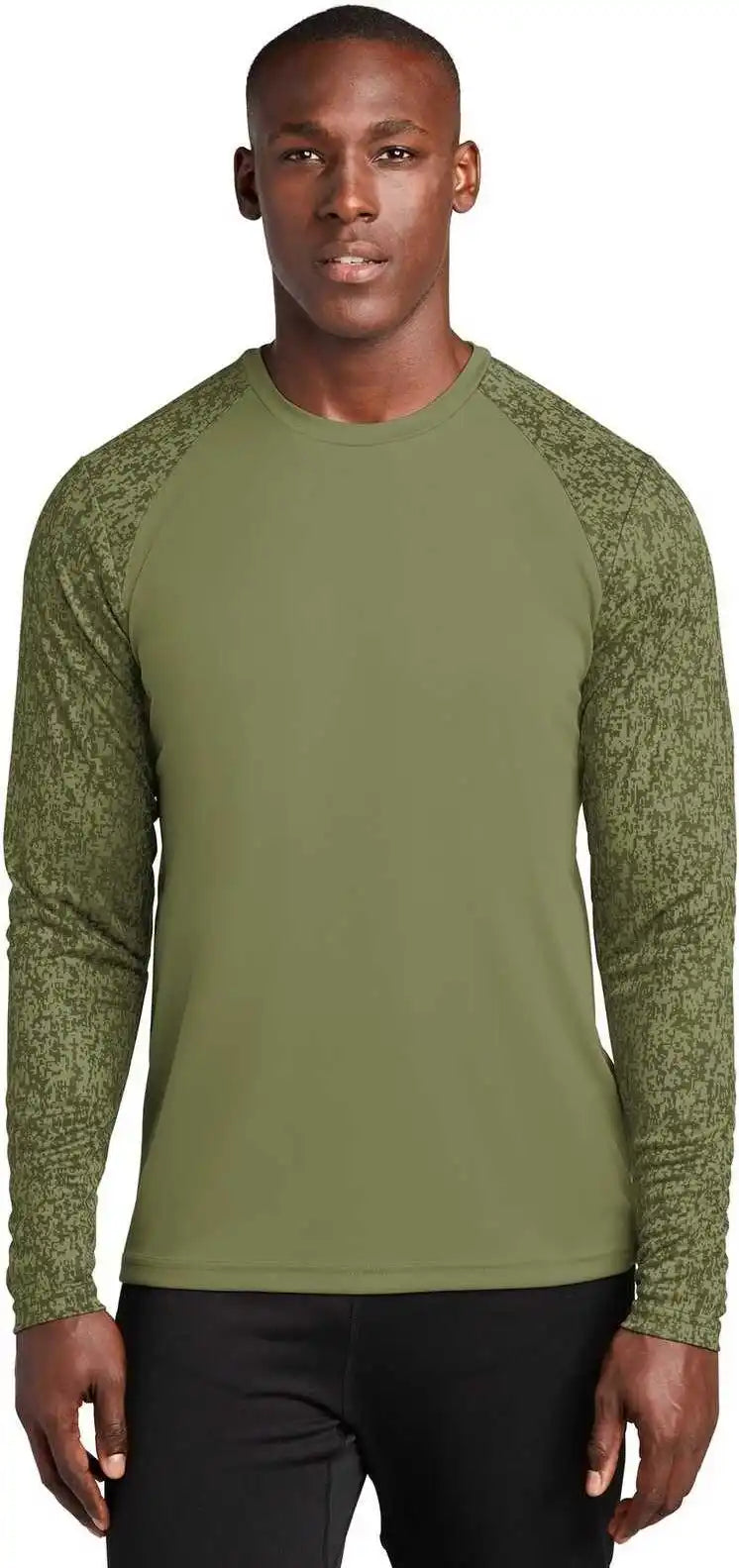 Sport-tek St460ls Long Sleeve Digi Camo Tee - Olive Drab Green