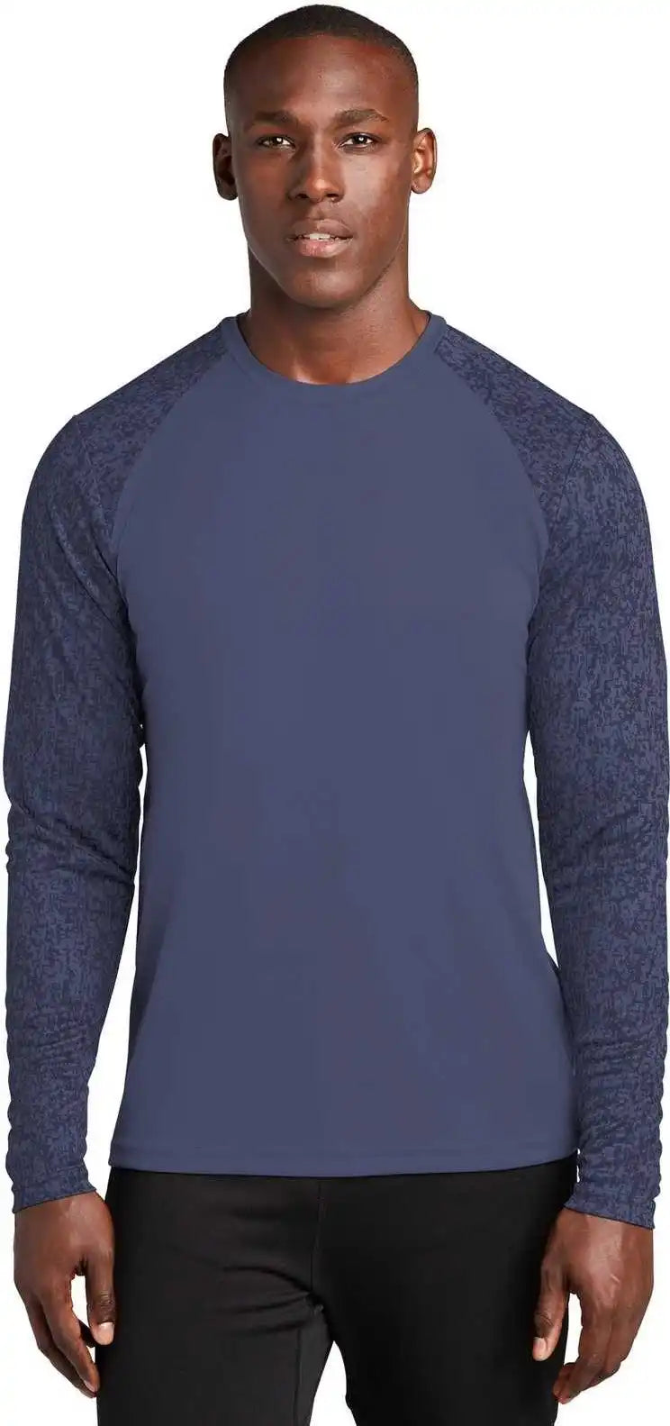 Sport-tek St460ls Long Sleeve Digi Camo Tee - True Navy