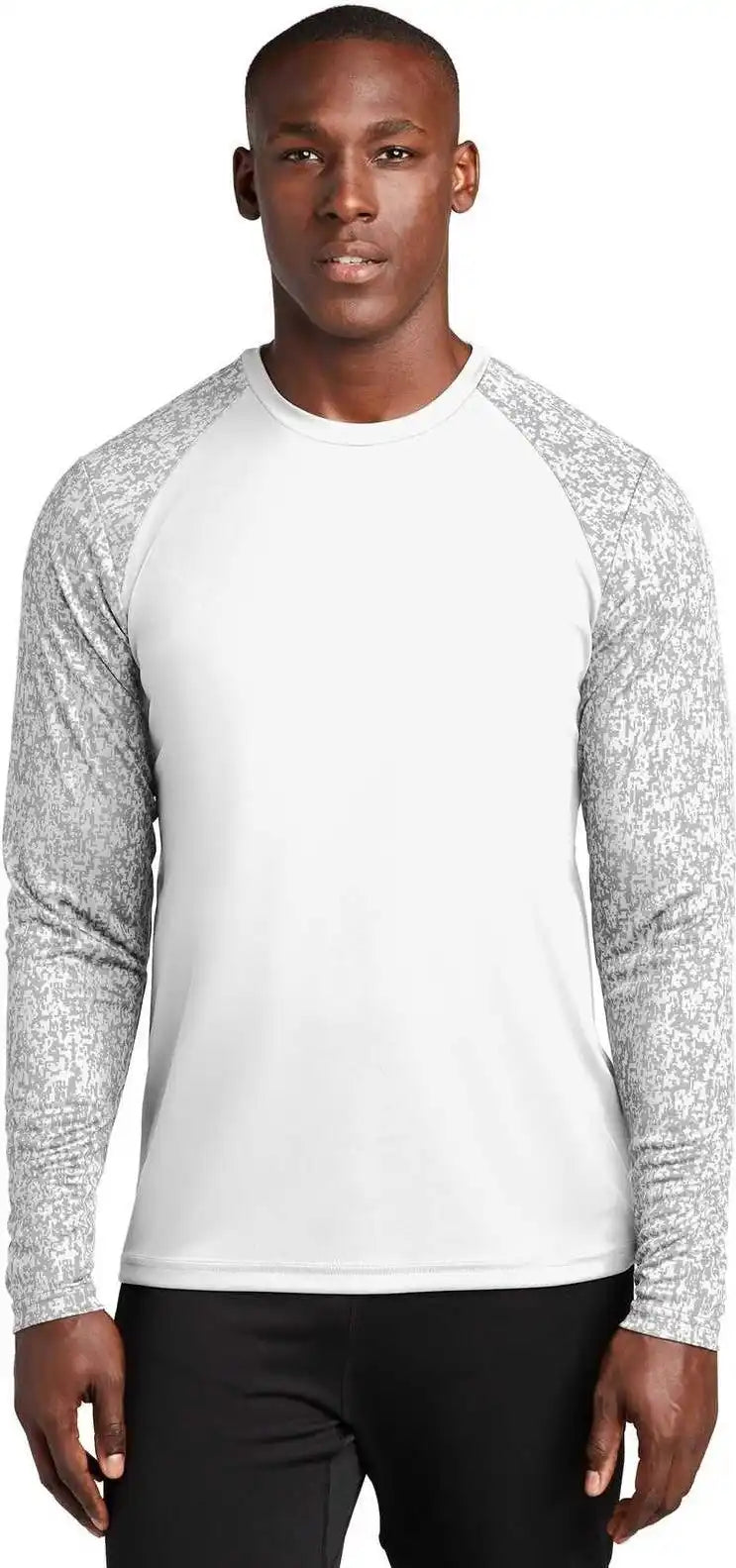 Sport Tek St460ls Long Sleeve Digi Camo Tee White