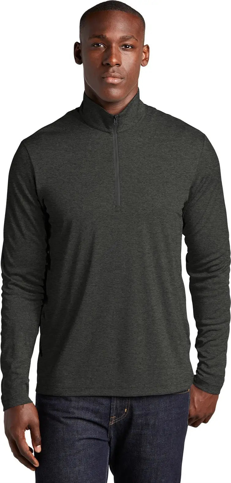 Sport-tek St469 Endeavor 1/2-zip Pullover - Black Heather - Adult Xs