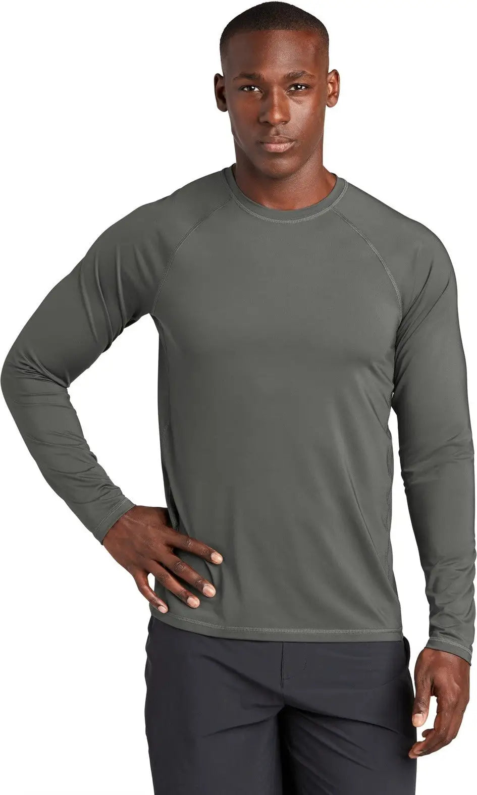 Sport-tek St470ls Long Sleeve Rashguard Tee - Dark Smoke Gray - Adult Xs