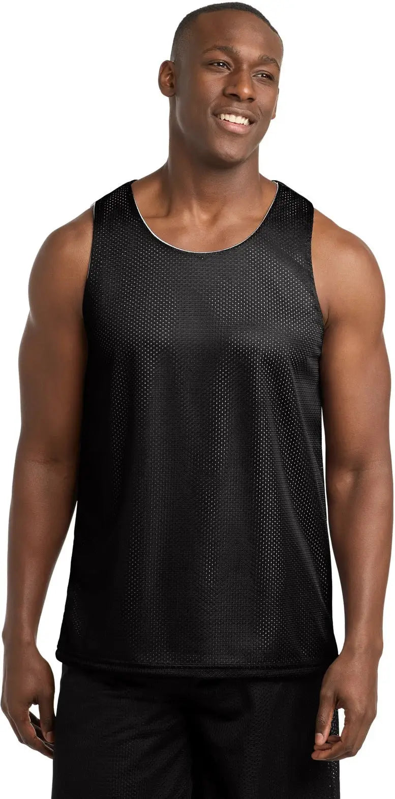 Sport-tek St500 Posicharge Classic Mesh Reversible Tank - Black White - Black/ / Adult Xs