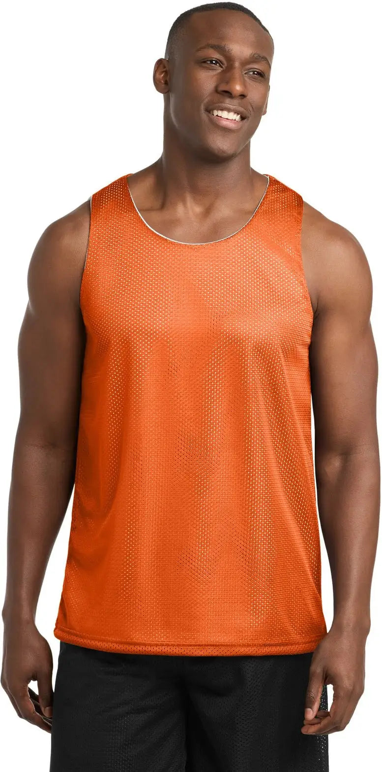 Sport-tek St500 Posicharge Classic Mesh Reversible Tank - Deep Orange White - Orange/ / Adult Xs