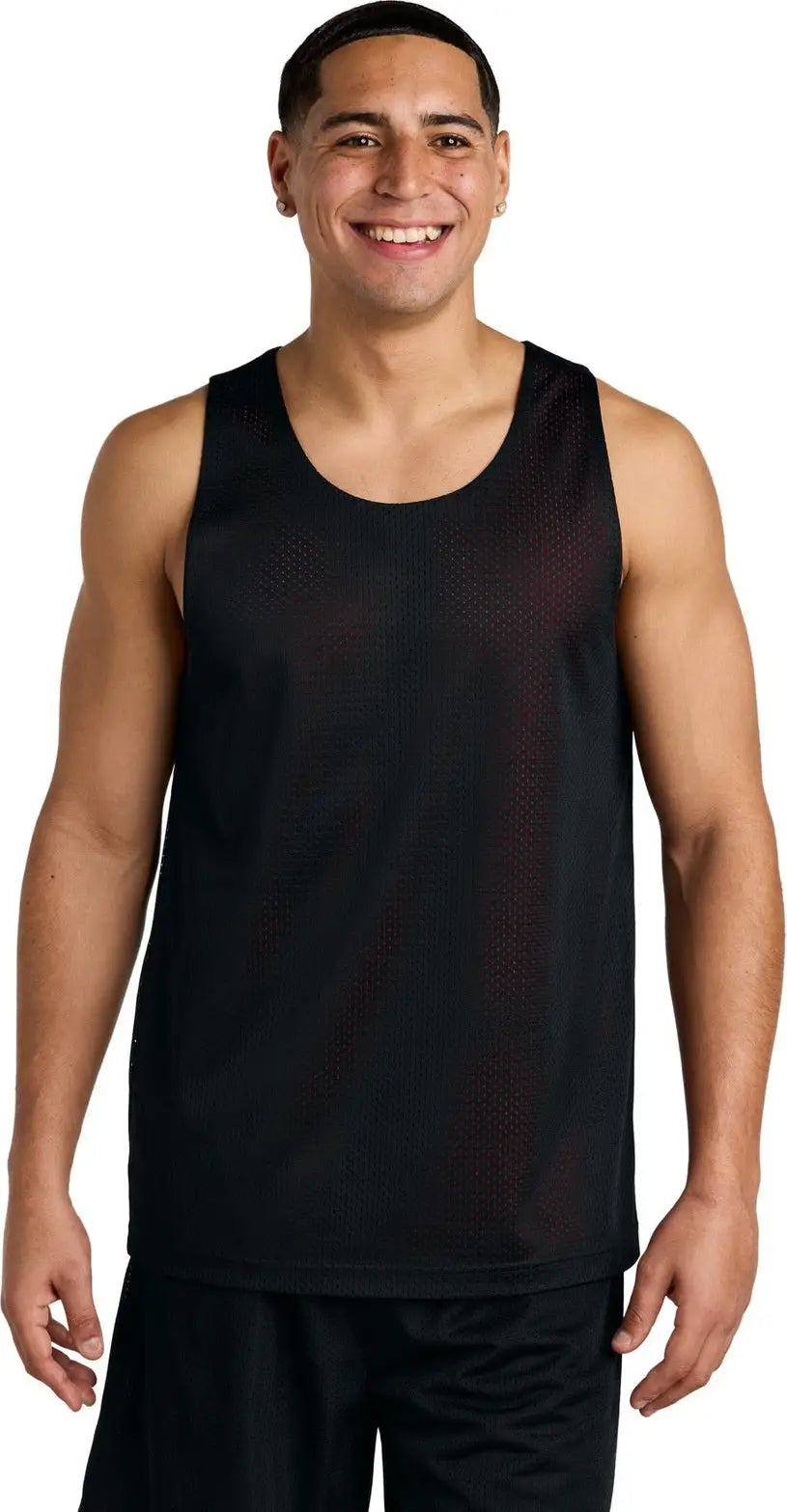 Sport-tek St5000 Posicharge Reversible Mesh Tank - Black Deep Red - Black/ / Adult Xs