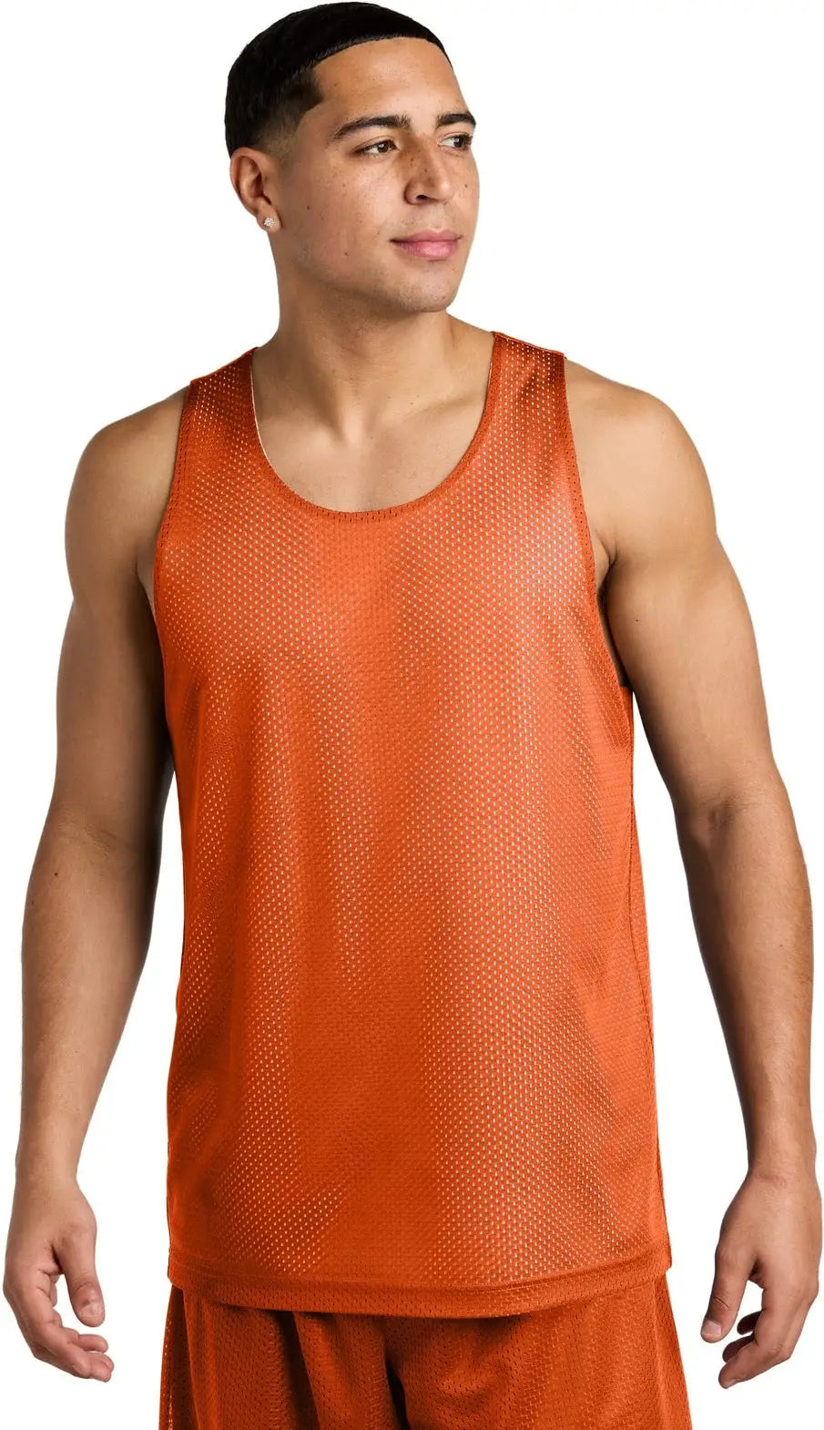 Sport-tek St5000 Posicharge Reversible Mesh Tank - Deep Orange White - Orange/ / Adult Xs