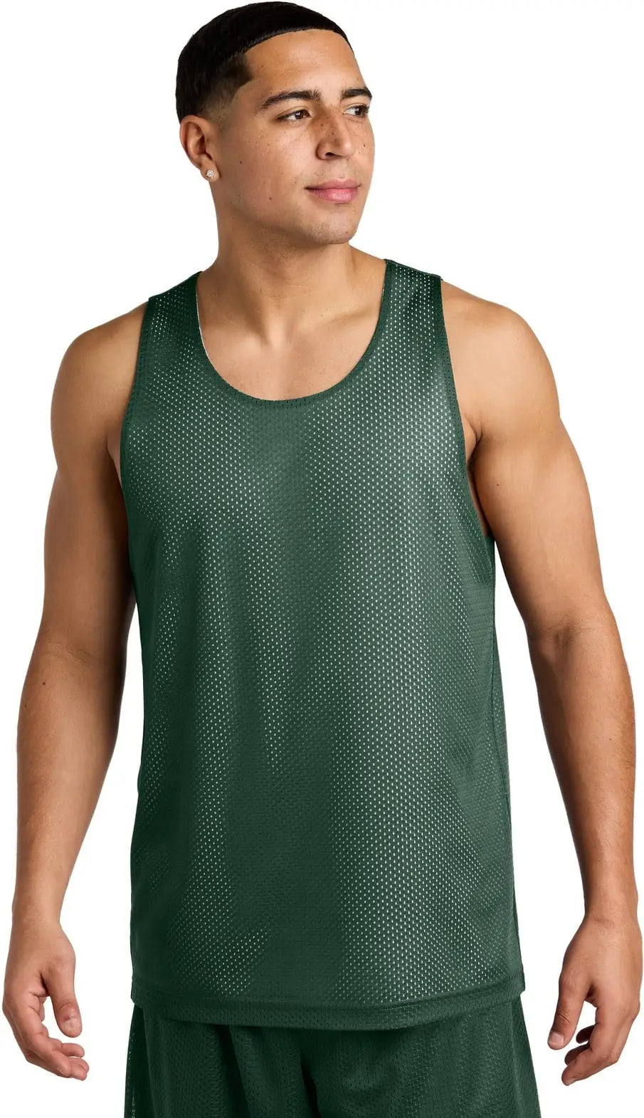 Sport-tek St5000 Posicharge Reversible Mesh Tank - Forest Green White - Green/ / Adult Xs
