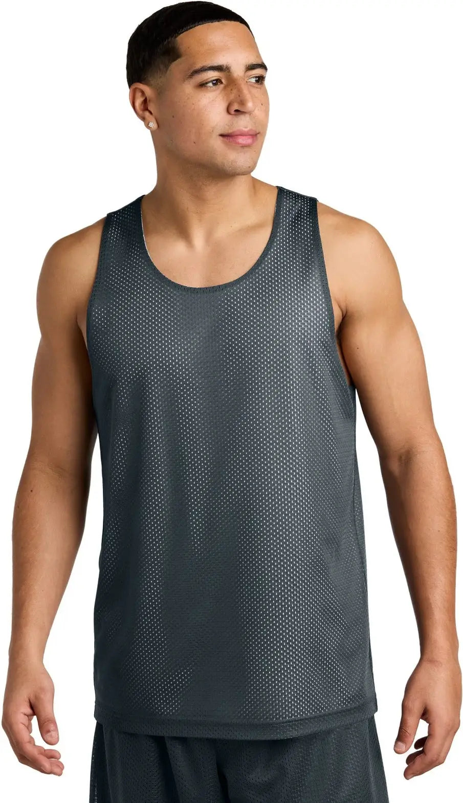 Sport-tek St5000 Posicharge Reversible Mesh Tank - Iron Gray White - Gray/ / Adult Xs