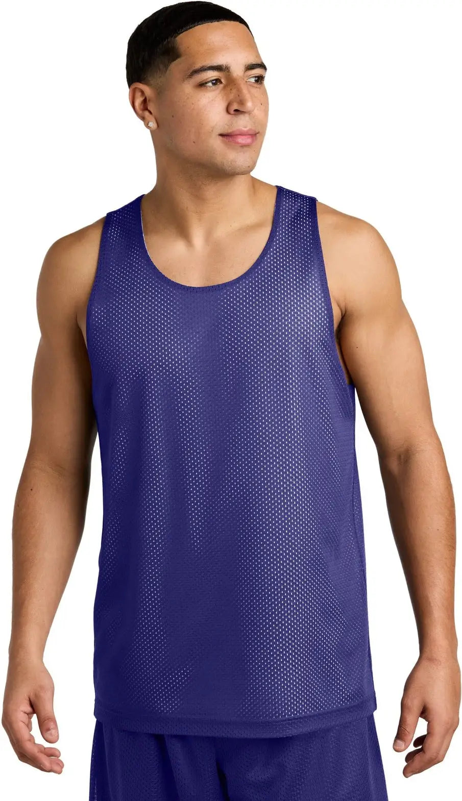 Sport-tek St5000 Posicharge Reversible Mesh Tank - Purple White - Purple/ / Adult Xs