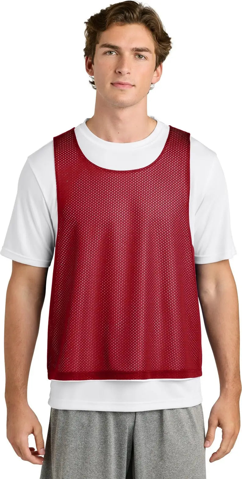 Sport-tek St512 Lacrosse Reversible Pinnie - Deep Red White - Red/ / Adult Xs