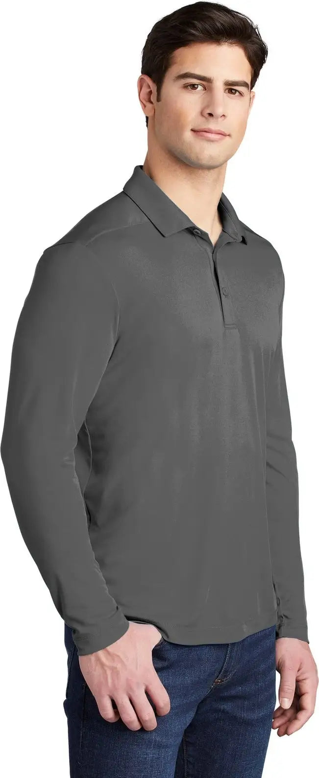 Sport-tek St520ls Posi-uv Pro Long Sleeve Polo - Dark Smoke Gray