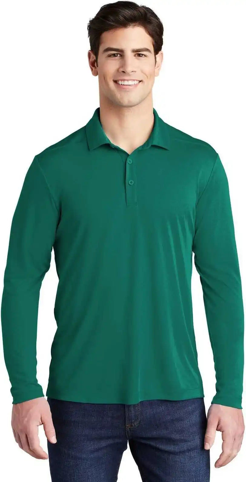 Sport-tek St520ls Posi-uv Pro Long Sleeve Polo - Marine Green