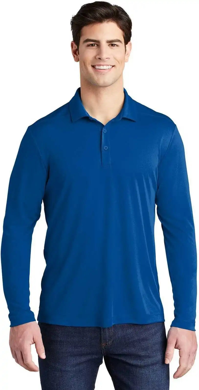 Sport Tek St520ls Posi Uv Pro Long Sleeve Polo True Royal