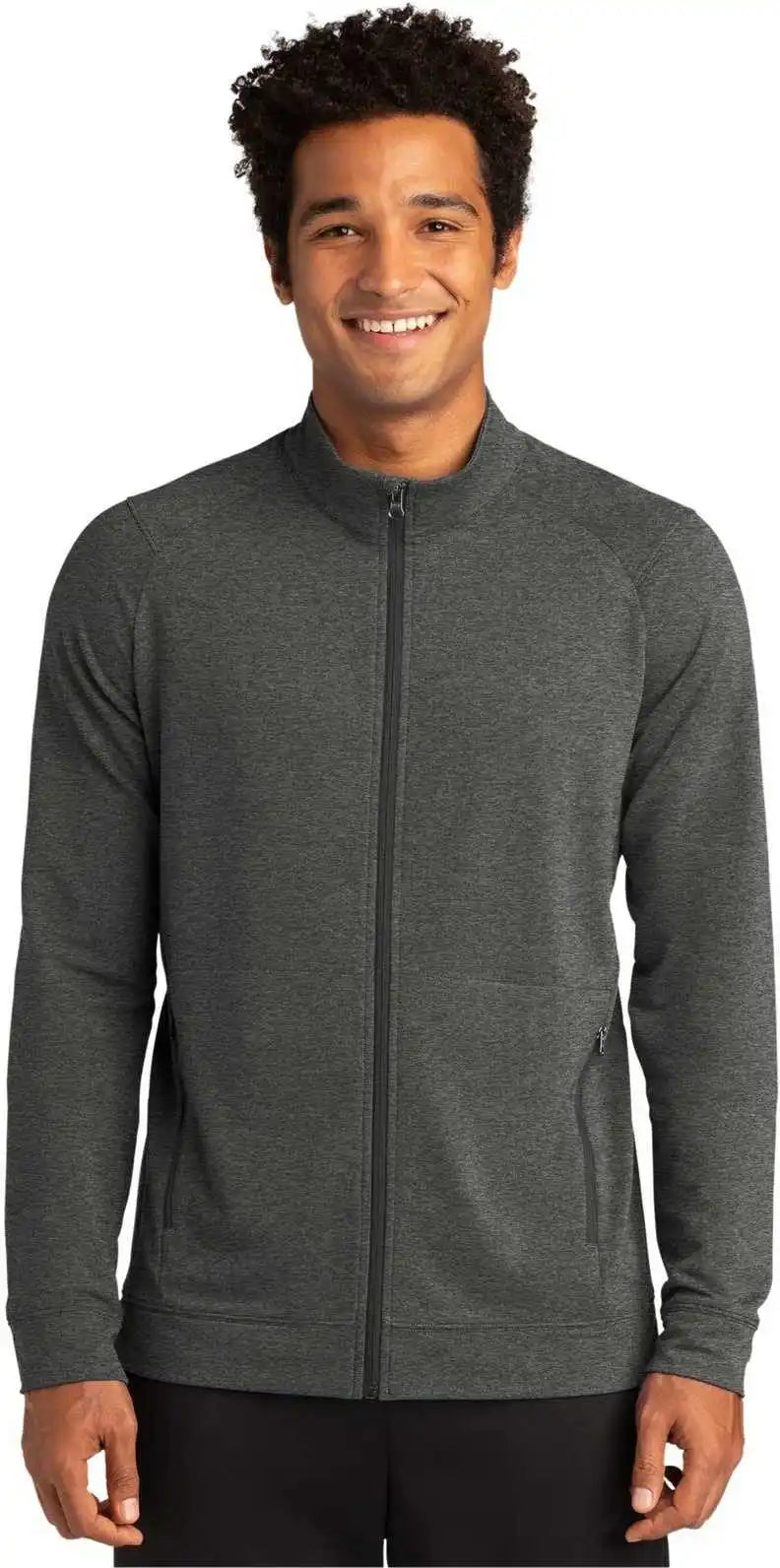Sport Tek St560 Wick Flex Fleece Full Zip Dark Gray Heather