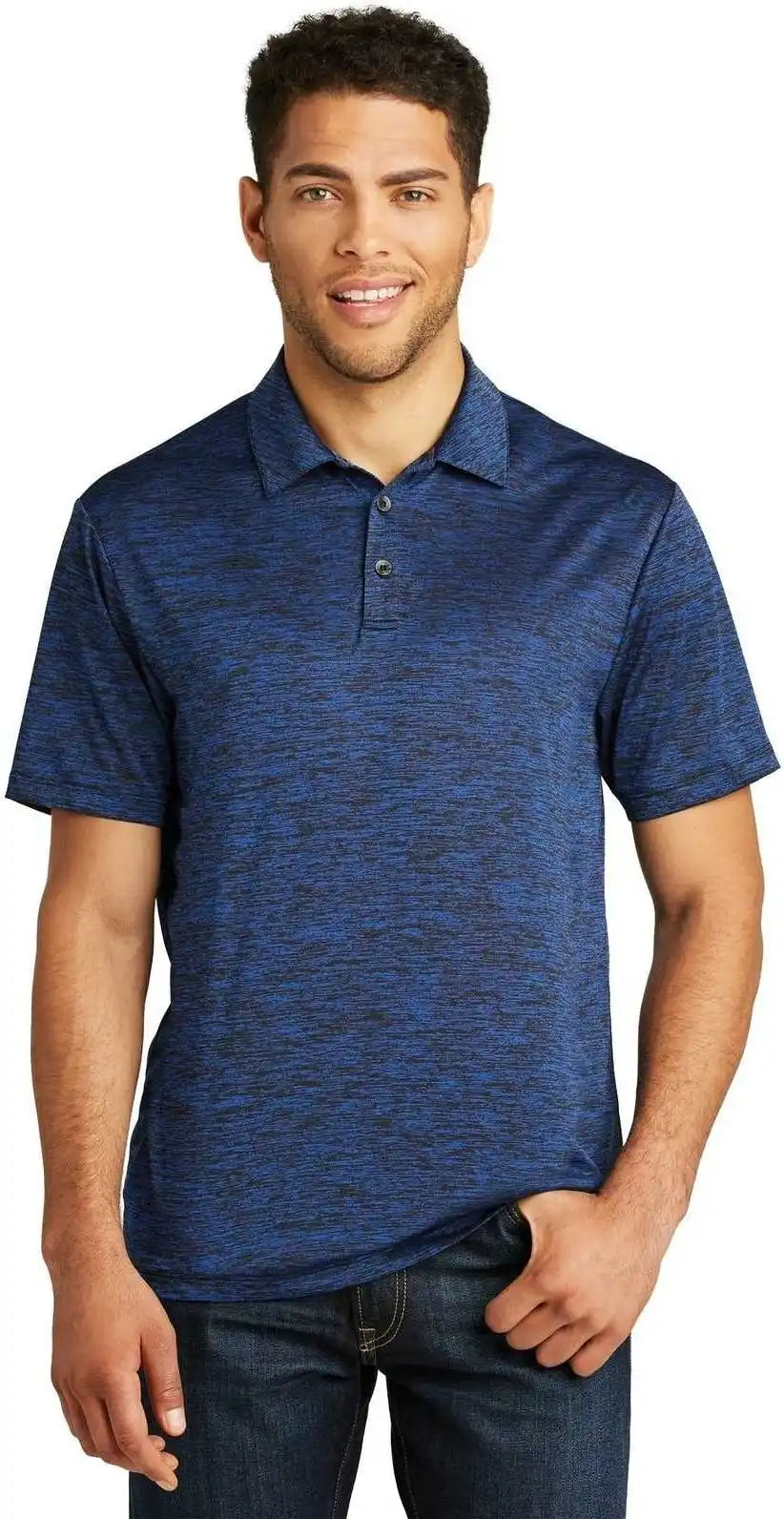 Sport-tek St590 Posicharge Electric Heather Polo - Dark Royal-black