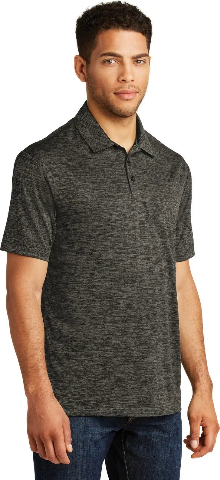 Sport-tek St590 Posicharge Electric Heather Polo - Gray-black