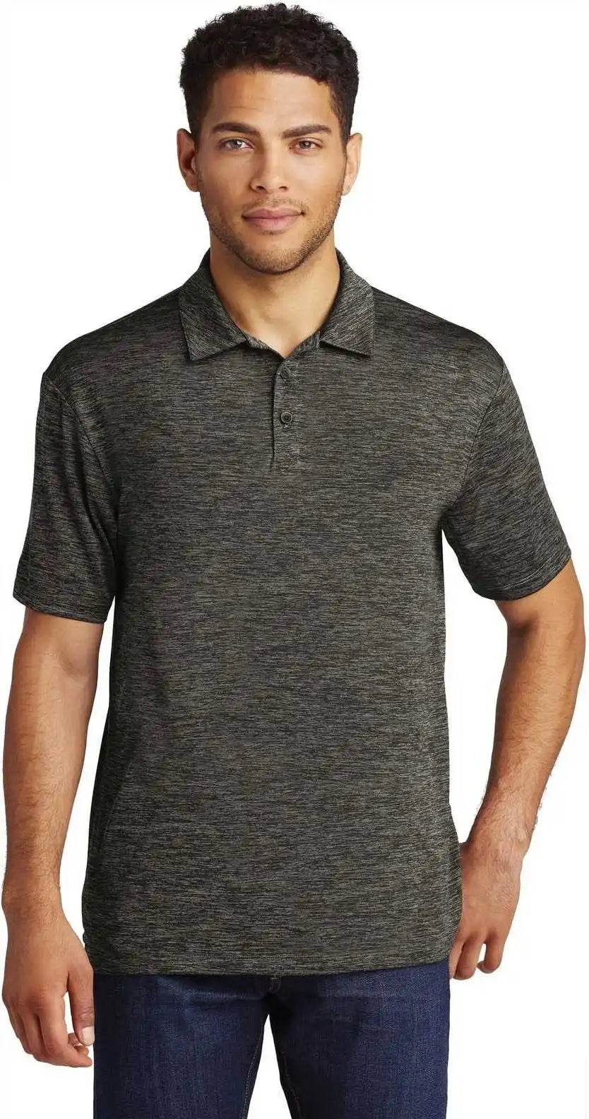 Sport Tek St590 Posicharge Electric Heather Polo Gray Black