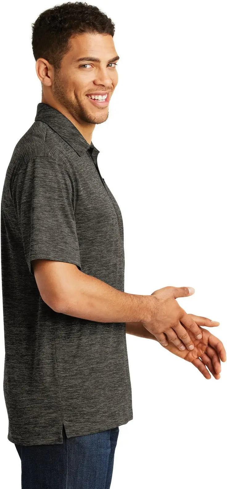 Sport-tek St590 Posicharge Electric Heather Polo - Gray-black