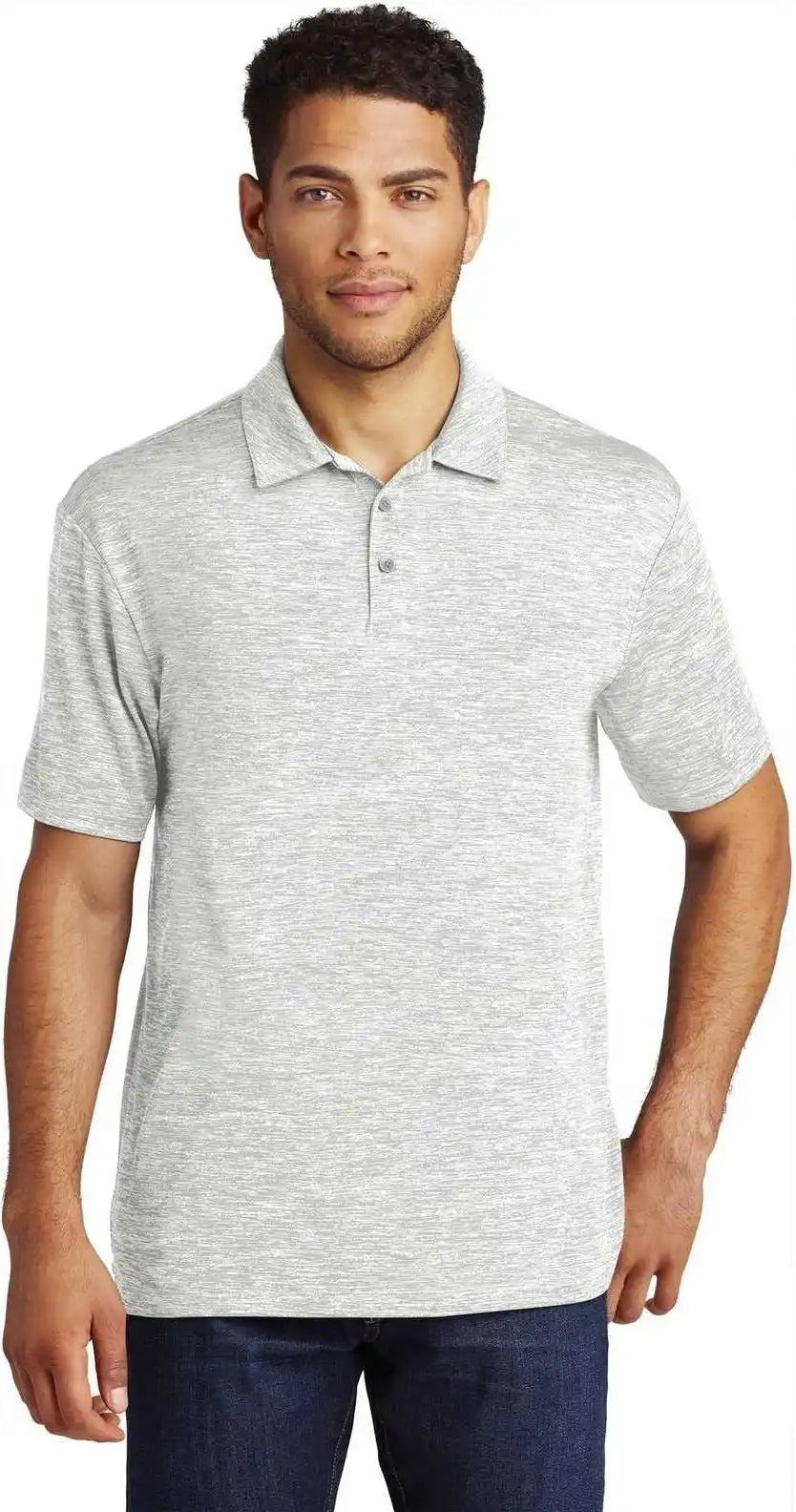 Sport Tek St590 Posicharge Electric Heather Polo Silver