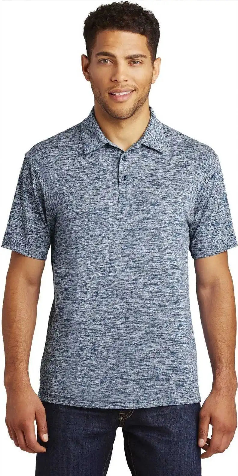 Sport Tek St590 Posicharge Electric Heather Polo True Navy