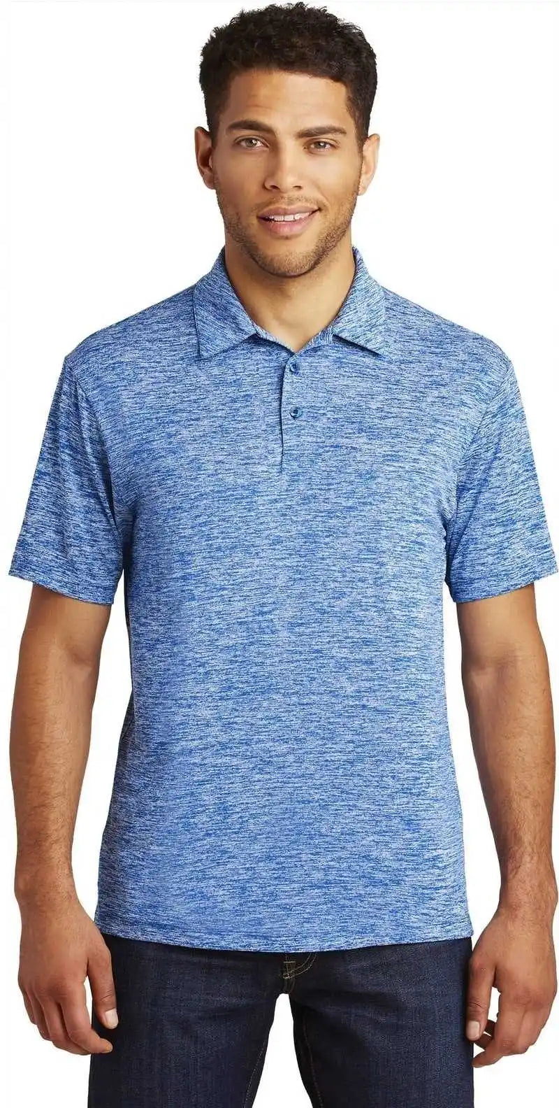 Sport Tek St590 Posicharge Electric Heather Polo True Royal